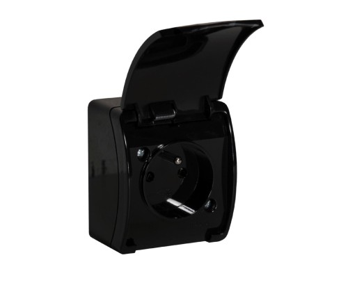 Gniazdo pojedyncze z uziemieniem typu E 2P+Z czarne ORNO AQUATIC OR-OE-7105/B/10 zestaw 10 sztuk PROSPERSKLEP