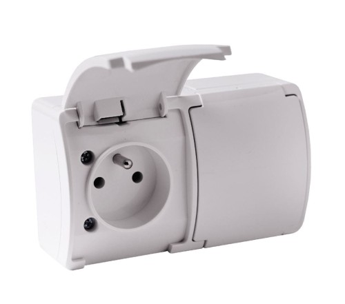 Gniazdo podwójne 2x2P+Z białe ORNO AQUATIC OR-OE-7106/W/10 zestaw 10 sztuk PROSPERSKLEP