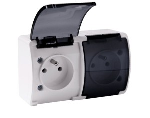 Gniazdo podwójne 2x2P+Z białe dymione ORNO AQUATIC OR-OE-7106/WT/10 zestaw 10 sztuk