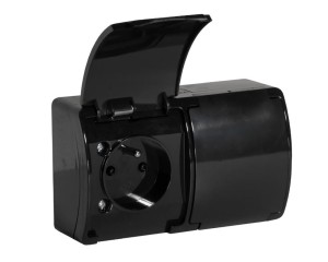 Gniazdo podwójne 2x2P+Z czarne ORNO AQUATIC OR-OE-7106/B/10 zestaw 10 sztuk