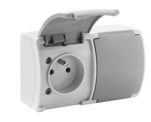 Gniazdo podwójne 2x2P+Z szaro-grafitowe ORNO AQUATIC OR-OE-7106/GR/10 zestaw 10 sztuk