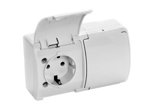 Gniazdo podwójne z uziemieniem typu F 2x2P+Z białe ORNO AQUATIC Schuko OR-OE-7106(GS)/W/10 zestaw 10 sztuk