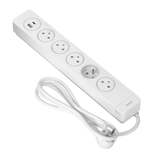 Listwa przeciwprzepięciowa z 3-metrowym kablem 5 gniazd ORNO OR-AE-13234/W/1,5M biała PROSPERSKLEP