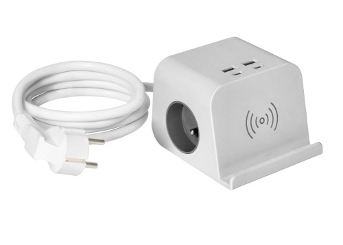 Listwa zasilająca nabiurkowa z ładowarką USB i indukcyjną 2x2P+Z Schuko ORNO OR-AE-13249(GS)/W biała PROSPERSKLEP