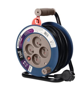 Przedłużacz bębnowy 15m 4x250V AC Szary mini