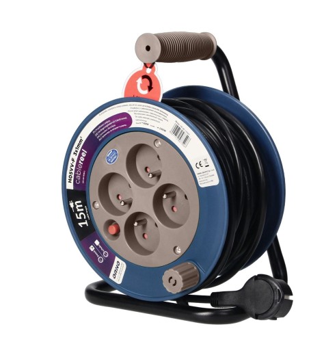 Przedłużacz bębnowy 15m 4x250V AC Szary ORNO OR-AE-1339/G - ORNO POLSKA PROSPERSKLEP