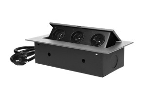 Gniazdo meblowe 3x2P+Z wpuszczane w blat z przewodem 1,5m srebrne