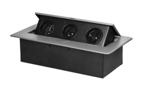 Gniazdo meblowe 3x2P+Z wpuszczane w blat srebrne