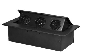 Gniazdo meblowe 3x2P+Z wpuszczane w blat czarne