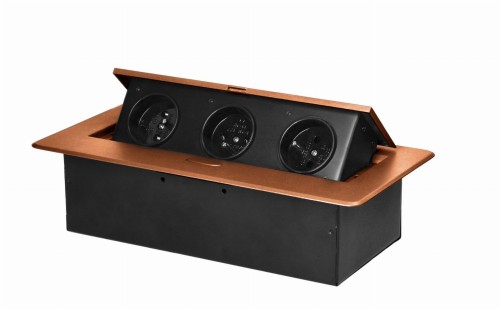 Gniazdo meblowe 3x2P+Z wpuszczane w blat złote