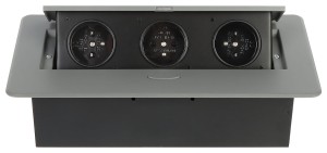 Gniazdo meblowe 3x2P+Z wpuszczane w blat srebrne