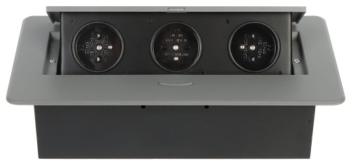 Gniazdo meblowe 3x2P+Z wpuszczane w blat srebrne