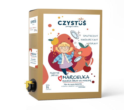 Płyn do mycia naczyń MARCELKA pikantne jabłko 3 litry Refil Czystuś PROSPERSKLEP