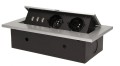 Gniazdo 2x2P+Z 3xUSB wpuszczane w blat srebrne