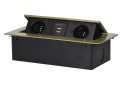 Gniazda 2x230V AC, 2xUSB wpuszczane w blat mosiądz