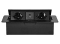 Gniazda meblowe 2x230V AC, 2xUSB wpuszczane w blat grafitowe