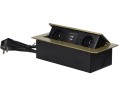 Gniazda meblowe 2x230V AC, 2xUSB z przewodem 1,5m chowane w blat mosiądz