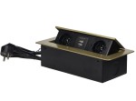 Gniazda meblowe 2x230V AC, 2xUSB z przewodem 1,5m chowane w blat mosiądz