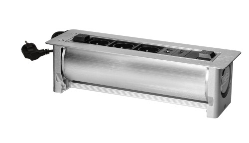 Gniazdo meblowe z elektrycznym otwieraniem 3x2P+Z 2xNET 1xHDMI