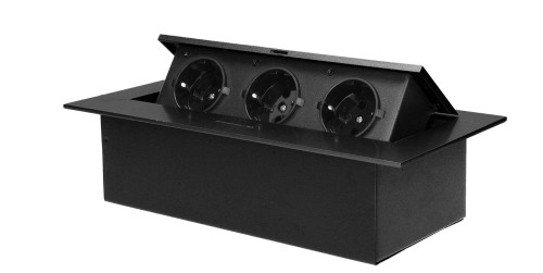 Gniazdo meblowe schuko wpuszczane w blat 3x230V czarne