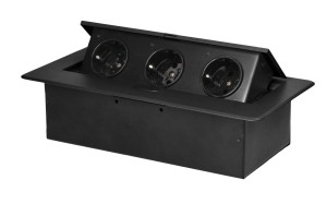Gniazdo schuko 3x2P+Z meblowe wpuszczane w blat czarne