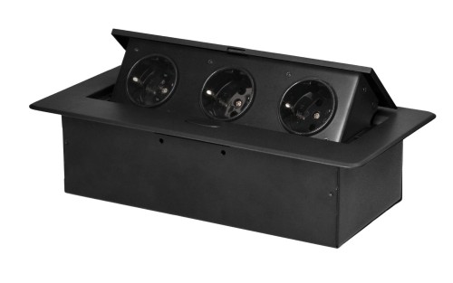 Gniazdo schuko 3x2P+Z meblowe wpuszczane w blat czarne