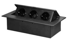 Gniazdo schuko 3x2P+Z meblowe wpuszczane w blat grafitowe