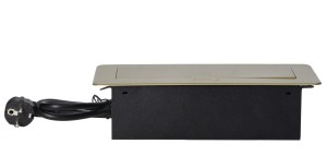 Gniazdo meblowe schuko 3x2P+Z wpuszczane w blat z przewodem 1,5m mosiężne