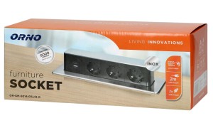 Gniazdo meblowe 3x2P+Z Schuko 2xUSB(A+C) inox