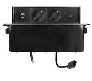 Gniazdo meblowe 3x2P+Z Schuko 2xUSB( A + C) HDMI inox