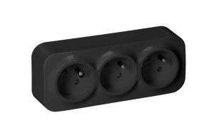 Gniazdo potrójne ToDo 2P+Z IP20 16A 230V AC czarne