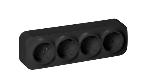 Gniazdo 2P+Z poczwórne schuko ToDo IP20 16A 230V AC czarne