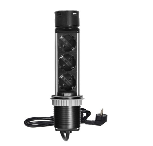 Gniazdo meblowe 3x2P+Z schuko 2xUSB wpuszczane w blat