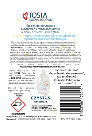 Płyn do czyszczenia lodówek i mikrofalówek TOSIA 500ml - Czystuś