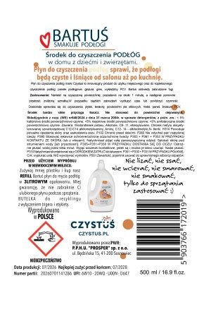 Płyn do czyszczenia mycia podłóg BARTUŚ 500ml - Czystuś