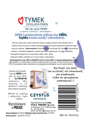 Płyn do mycia okien luster i porcelany TYMEK 500ml - Czystuś