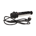 Gniazdo meblowe ⌀6cm 3x250V AC wysuwane z blatu z ładowarką USB przewodem 1,8m Sklep elektryczny