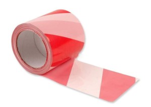 Folia ostrzegawcza (biało/czerwona) 100m