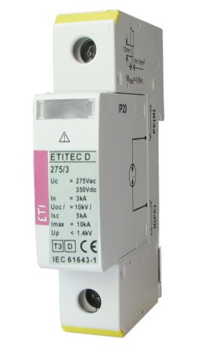 Ogranicznik przepięć modułowy ETITEC D 275/3 1P 002441610 ETI PROSPERSKLEP