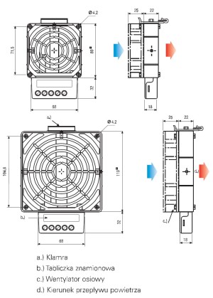 Ogrzewacz szaf sterowniczych ze zintegrowanym wentylatorem (dmuchawa) HVL 031 100W - BEZPOL