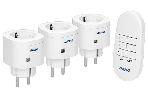 Zestaw trzech gniazd schuko z pilotem ORNO OR-GB-438GS_PROSPERSKLEP