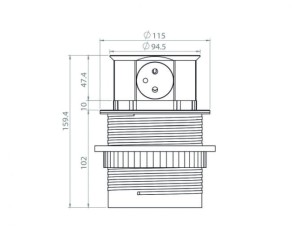 Gniazdo meblowe wysuwane z blatu 3x230V 16A z 2 portami USB & przewodem 150cm ORNO OR-AE-1381 - ORNO POLSKA