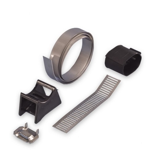 Uchwyt dystansowy do zawieszania przewodów/kabli na słupach okrągłych (z taśmą stalową) (UN-N) ENSTO SO 79.6 Prosper