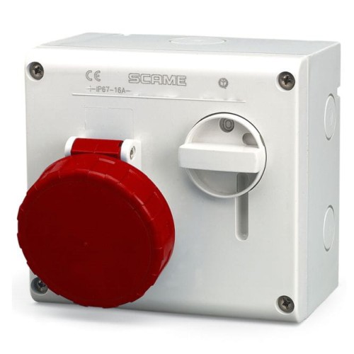 Gniazdo naścienne czerwone IP67 z zamykaniem i blokadą SCAME OMNIA_PROSPERSKLEP 16A 505.1687