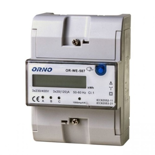 Wskaźnik (licznik) zużycia energii elektrycznej 3-fazowy 120A - ORNO OR-WE-507 - ORNO POLSKA PROSPERSKLEP