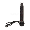 Gniazdo meblowe ⌀6cm 3x250V AC wysuwane z blatu z ładowarką USB przewodem 1,8m