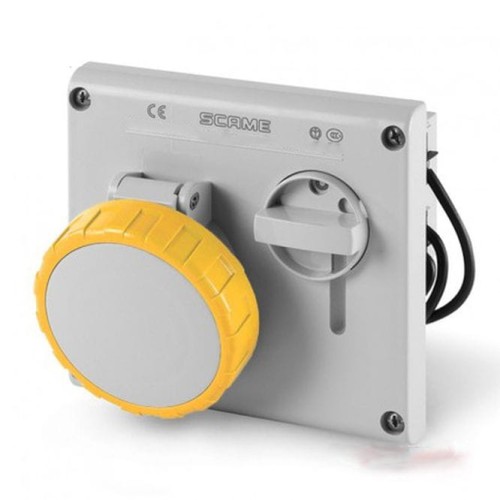 Gniazdo tablicowe z zamykaniem i blokadą SCAME IP67 żółte OMNIA_PROSPERSKLEP 32A 405.3272