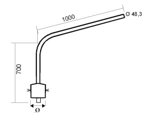 Wysięgnik WL 12 1,5m  nasadzany na słup wirowany o średnicy górnej 180mm (WO4) - DELKAR