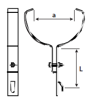 rysunek techniczny - Wspornik odgromowy gąsiorowy (DELKAR 0-6) 120/100mm
